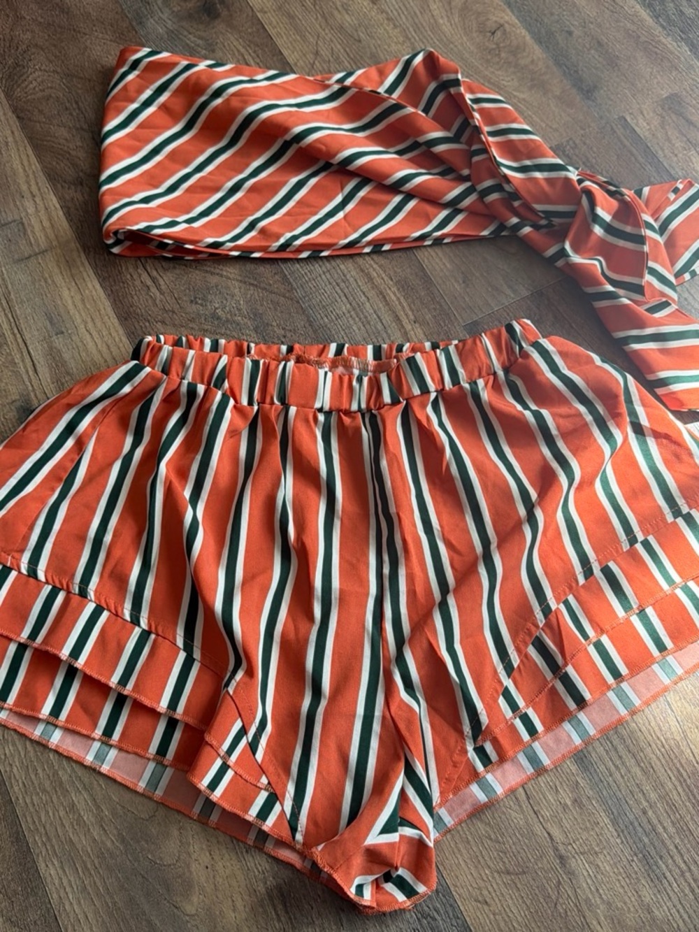 Zaful Orange Striped High-Waist Women's Shorts